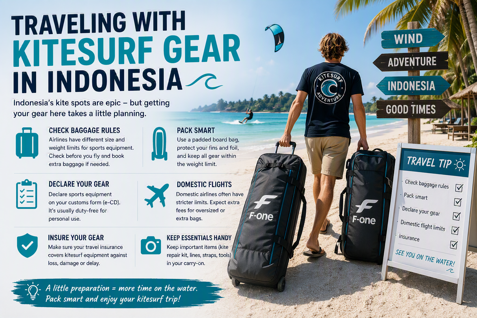 Travelling with kitesurf gear in Indonesia
